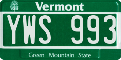 VT license plate YWS993