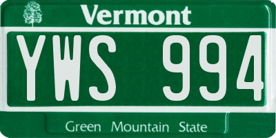 VT license plate YWS994