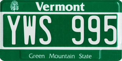 VT license plate YWS995