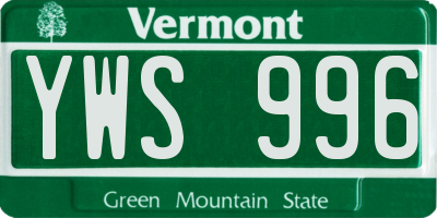 VT license plate YWS996