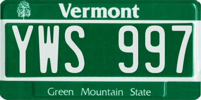 VT license plate YWS997