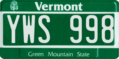 VT license plate YWS998