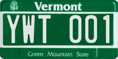 VT license plate YWT001