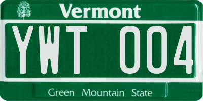 VT license plate YWT004