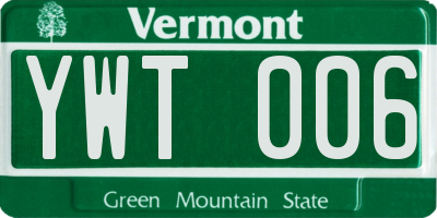 VT license plate YWT006