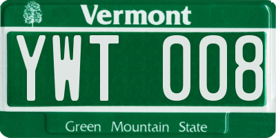 VT license plate YWT008