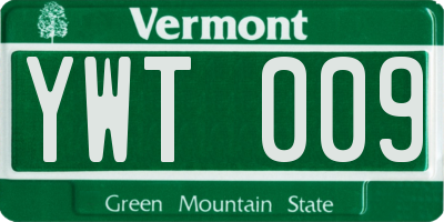 VT license plate YWT009