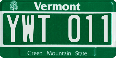 VT license plate YWT011