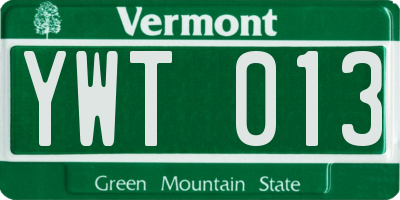VT license plate YWT013