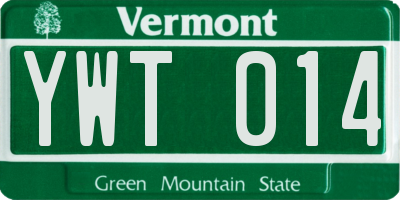 VT license plate YWT014