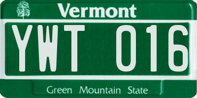 VT license plate YWT016