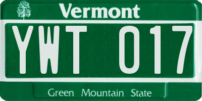 VT license plate YWT017