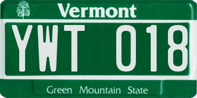VT license plate YWT018