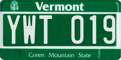 VT license plate YWT019