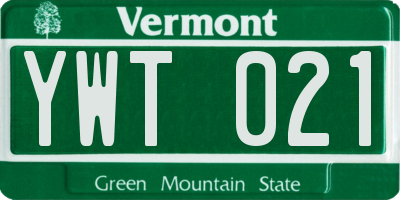 VT license plate YWT021