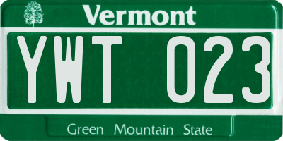 VT license plate YWT023