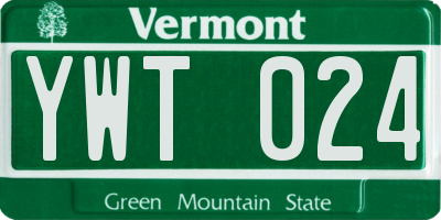 VT license plate YWT024