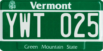 VT license plate YWT025