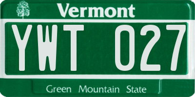 VT license plate YWT027