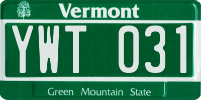 VT license plate YWT031
