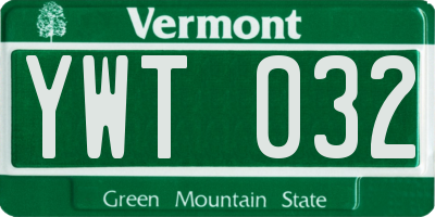 VT license plate YWT032