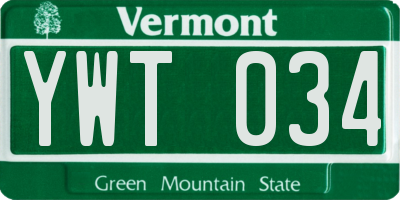 VT license plate YWT034