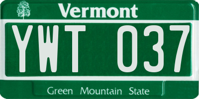 VT license plate YWT037