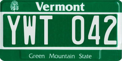 VT license plate YWT042
