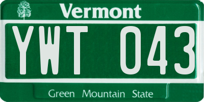 VT license plate YWT043