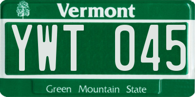 VT license plate YWT045