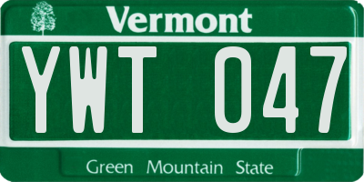 VT license plate YWT047