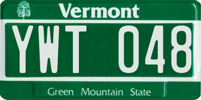 VT license plate YWT048
