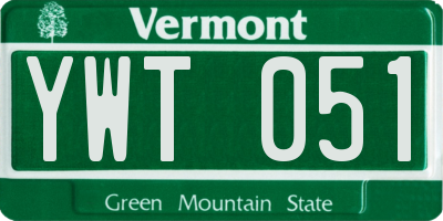 VT license plate YWT051