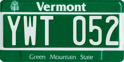 VT license plate YWT052