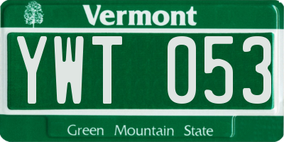 VT license plate YWT053