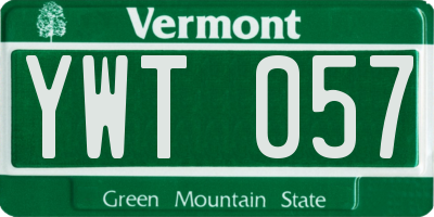 VT license plate YWT057