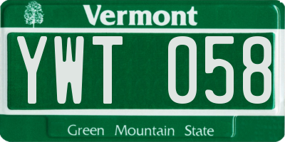 VT license plate YWT058