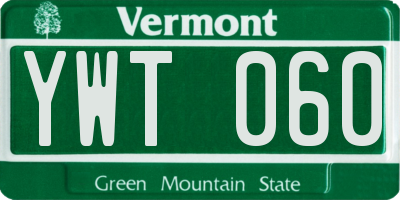 VT license plate YWT060