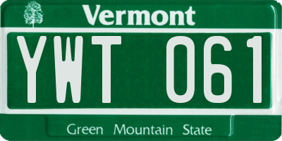 VT license plate YWT061