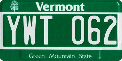 VT license plate YWT062
