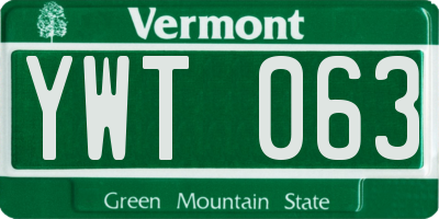 VT license plate YWT063