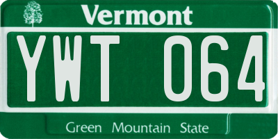 VT license plate YWT064