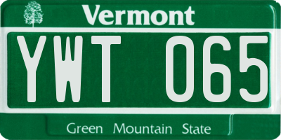 VT license plate YWT065