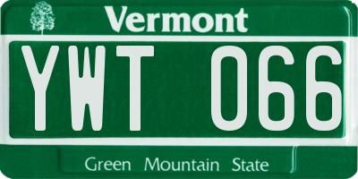 VT license plate YWT066
