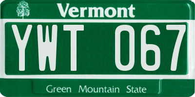 VT license plate YWT067