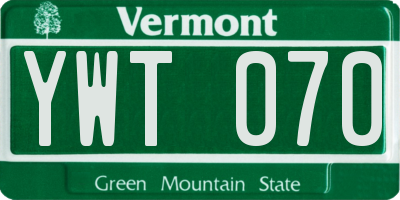 VT license plate YWT070