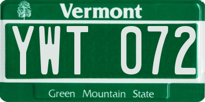 VT license plate YWT072