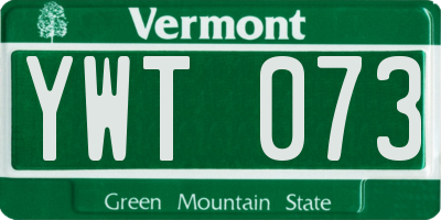 VT license plate YWT073