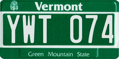 VT license plate YWT074