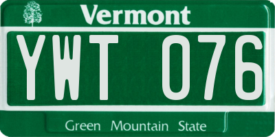 VT license plate YWT076